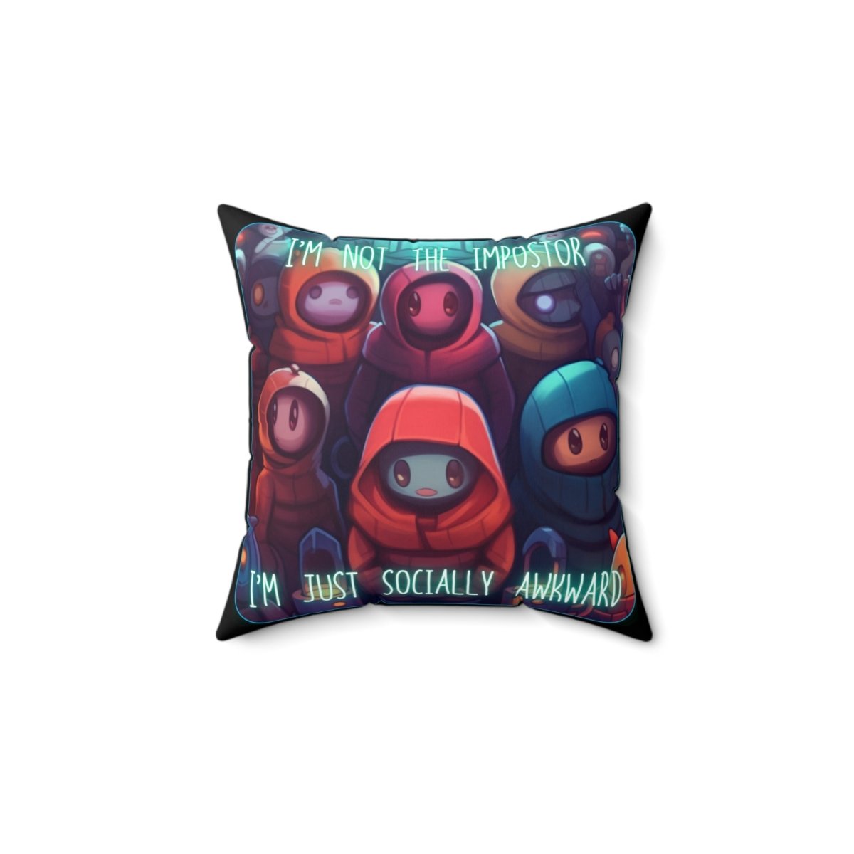 Goated Goods - Among Us - Socially Awkward - Square Pillow - 14" × 14" -