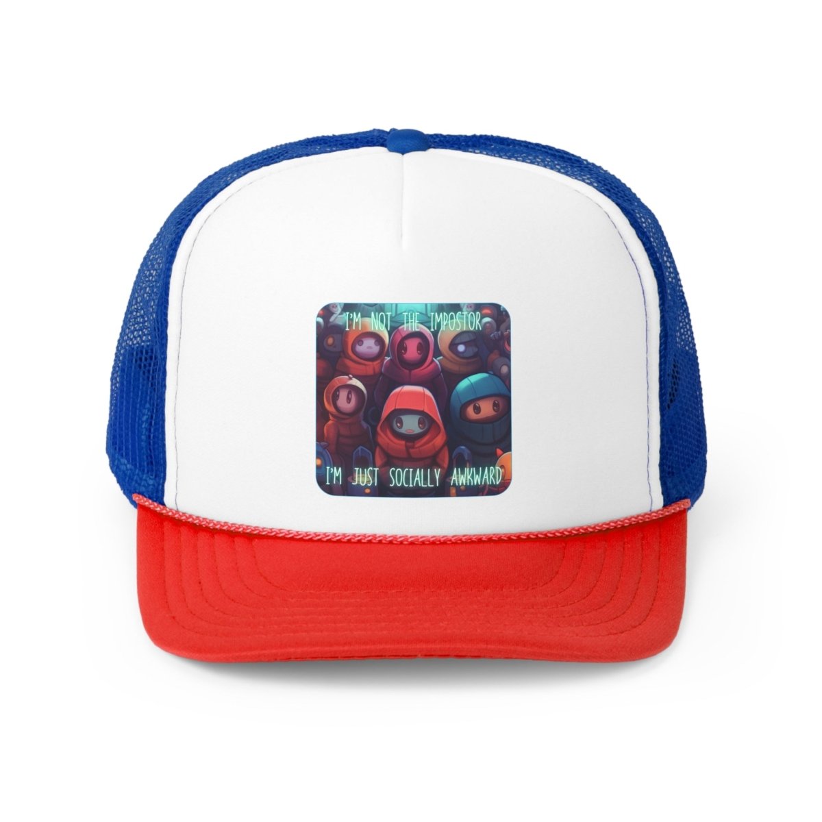 Goated Goods - Among Us - Socially Awkward - Trucker Hat - Blue/Red - One size