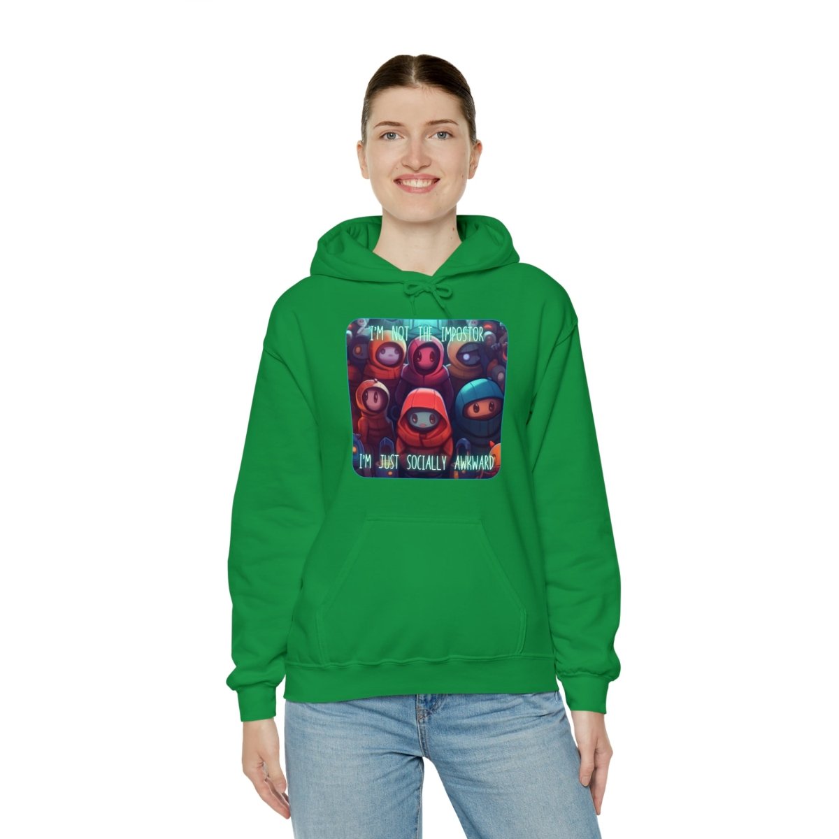 Goated Goods - Among Us - Socially Awkward - Unisex Hoodie - Irish Green - S