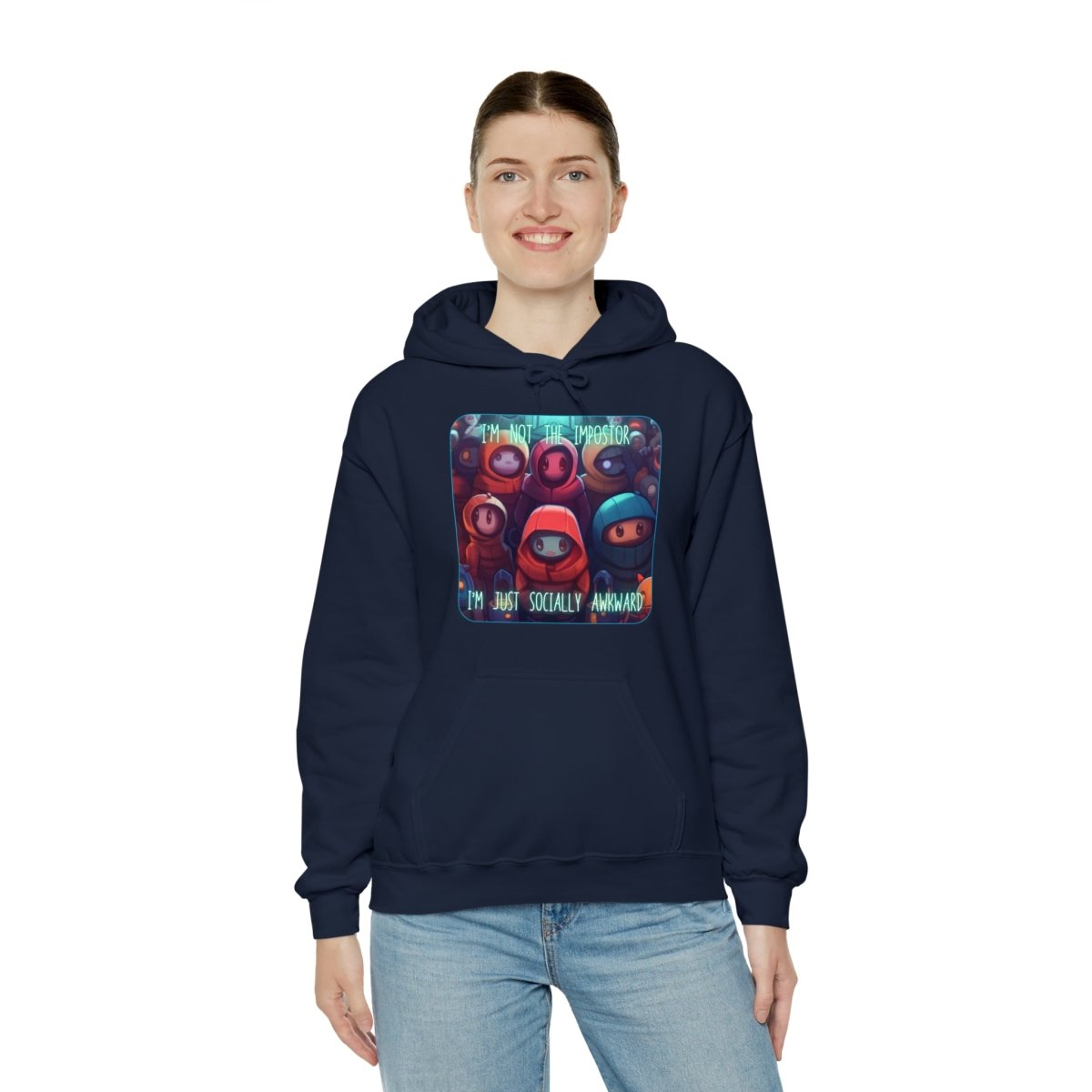 Goated Goods - Among Us - Socially Awkward - Unisex Hoodie - Navy - S