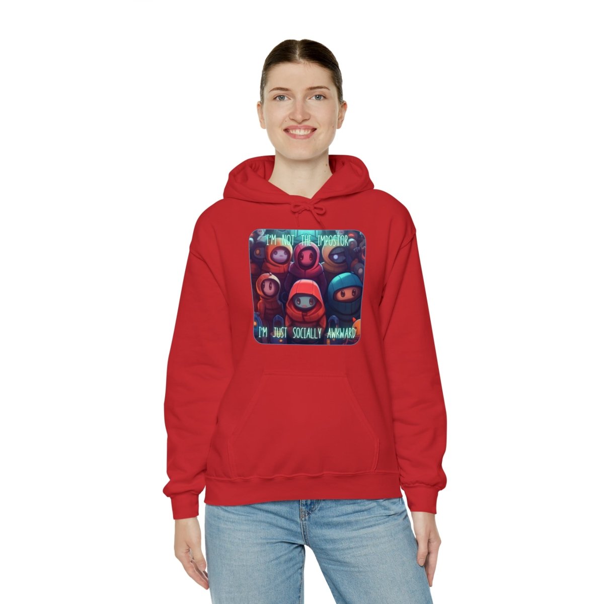 Goated Goods - Among Us - Socially Awkward - Unisex Hoodie - Red - S