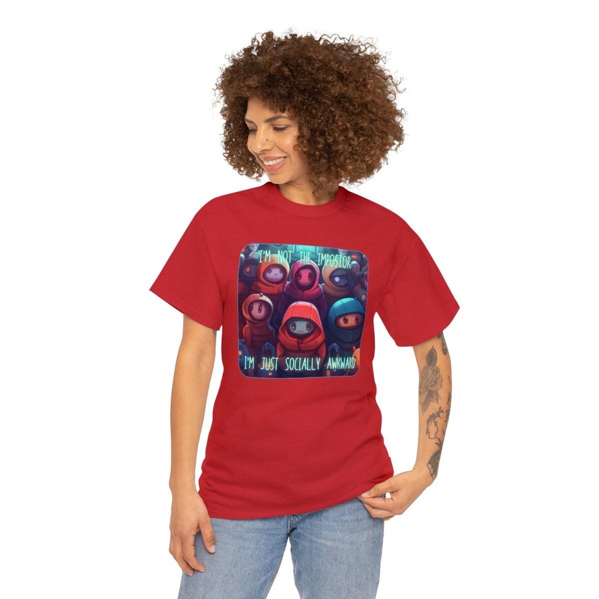 Goated Goods - Among Us - Socially Awkward - Unisex T-shirt - Red - S