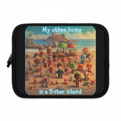 Goated Goods - Animal Xing - My other home is a 5-star island - Laptop Sleeve - Black - 10"