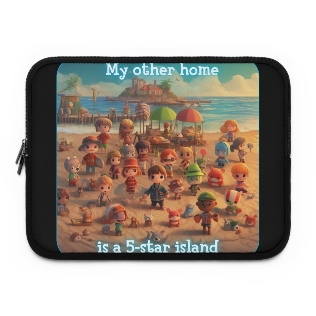 Goated Goods - Animal Xing - My other home is a 5-star island - Laptop Sleeve - Black - 13"