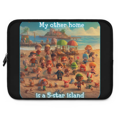 Goated Goods - Animal Xing - My other home is a 5-star island - Laptop Sleeve - Black - 15"