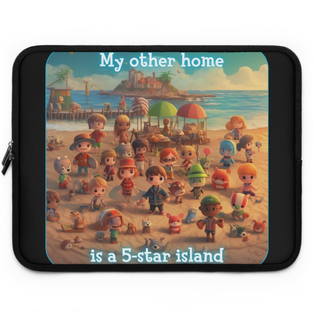 Goated Goods - Animal Xing - My other home is a 5-star island - Laptop Sleeve - Black - 17"