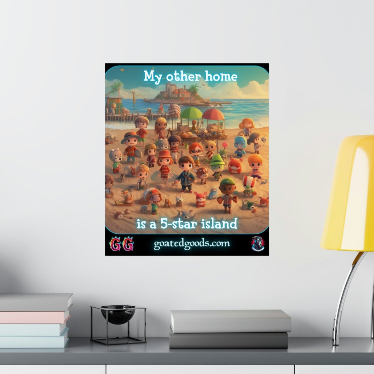 Goated Goods - Animal Xing - My other home is a 5-star island - Matte Vertical Poster - 17" x 20" - Matte