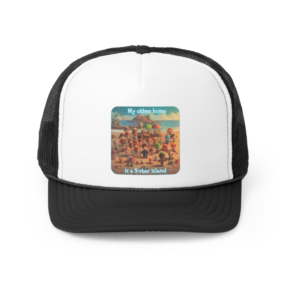 Goated Goods - Animal Xing - My other home is a 5-star island - Trucker Hat - Black - One size