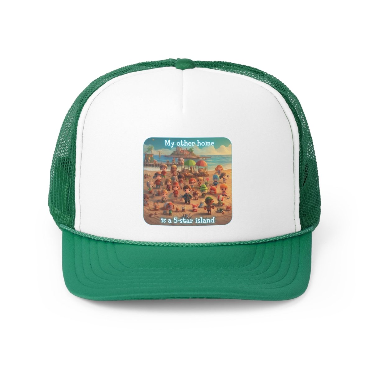 Goated Goods - Animal Xing - My other home is a 5-star island - Trucker Hat - Green - One size