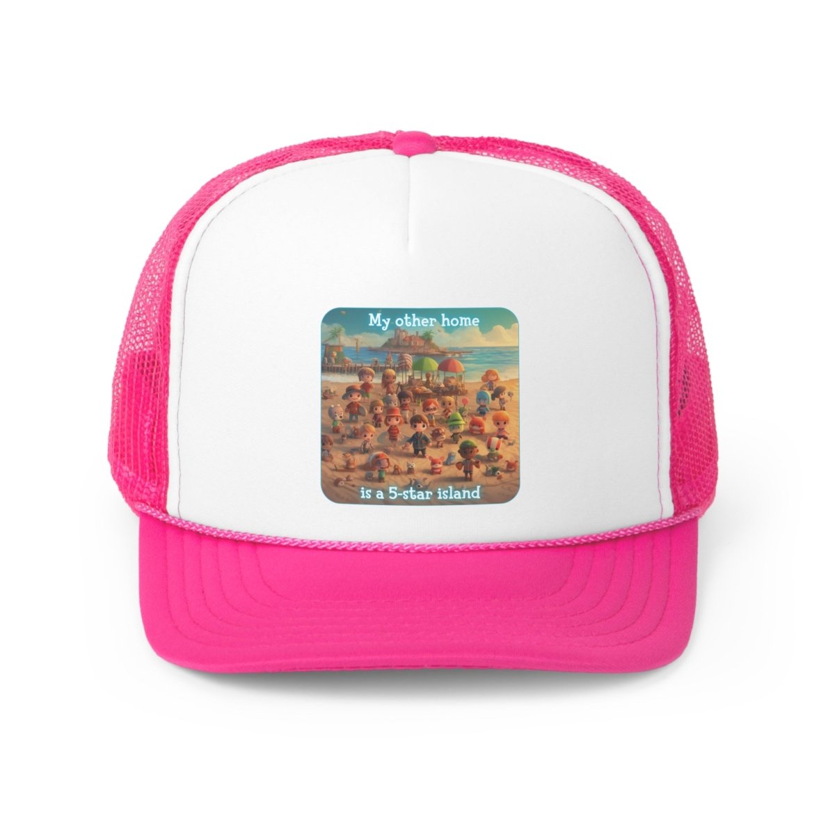 Goated Goods - Animal Xing - My other home is a 5-star island - Trucker Hat - Pink - One size