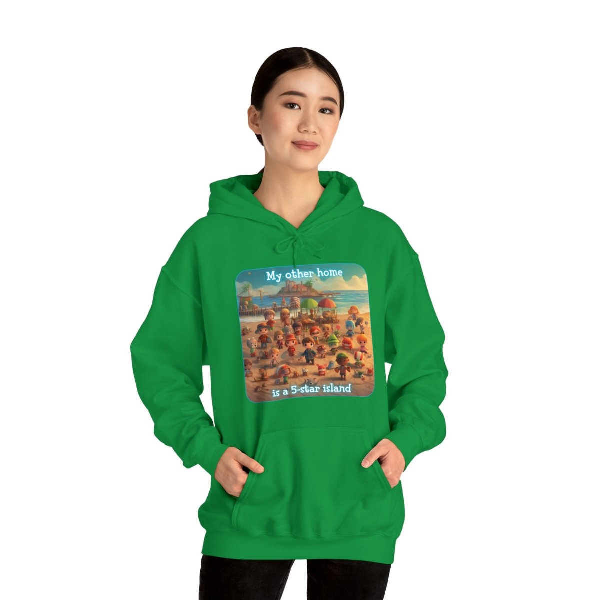 Goated Goods - Animal Xing - My other home is a 5-star island - Unisex Hoodie - Irish Green - S