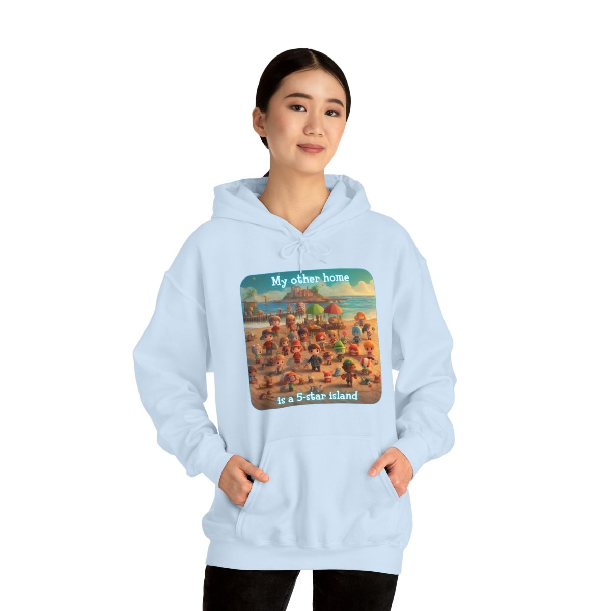 Goated Goods - Animal Xing - My other home is a 5-star island - Unisex Hoodie - Light Blue - S