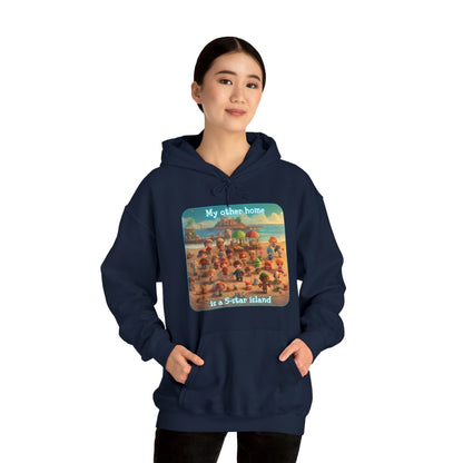 Goated Goods - Animal Xing - My other home is a 5-star island - Unisex Hoodie - Navy - S