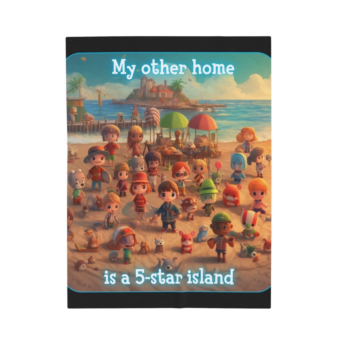 Goated Goods - Animal Xing - My other home is a 5-star island - Velveteen Plush Blanket - 50" × 60" -