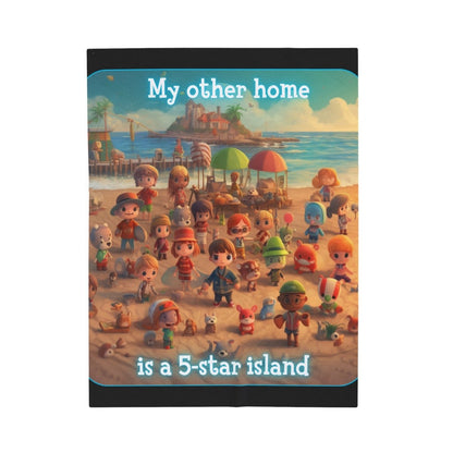 Goated Goods - Animal Xing - My other home is a 5-star island - Velveteen Plush Blanket - 50" × 60" -