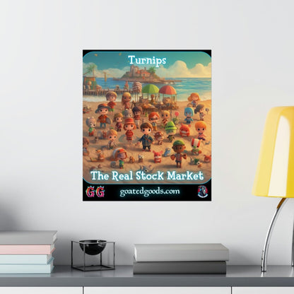 Goated Goods - Animal Xing - Turnips, The real stock market - Matte Vertical Poster - 17" x 20" - Matte