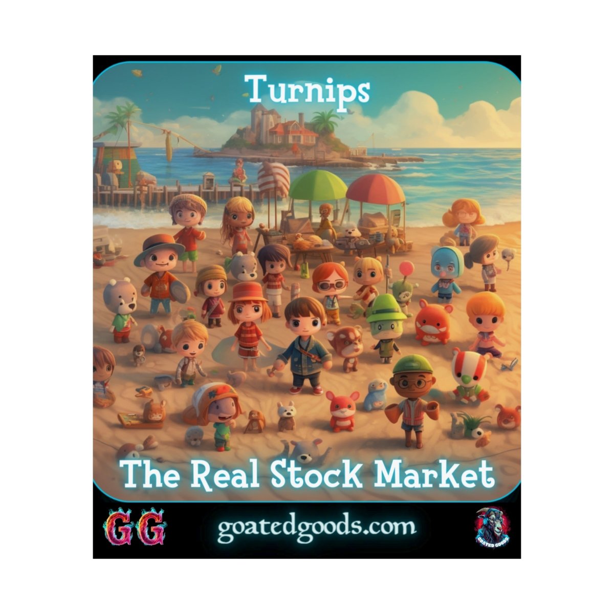 Goated Goods - Animal Xing - Turnips, The real stock market - Matte Vertical Poster - 17" x 20" - Matte