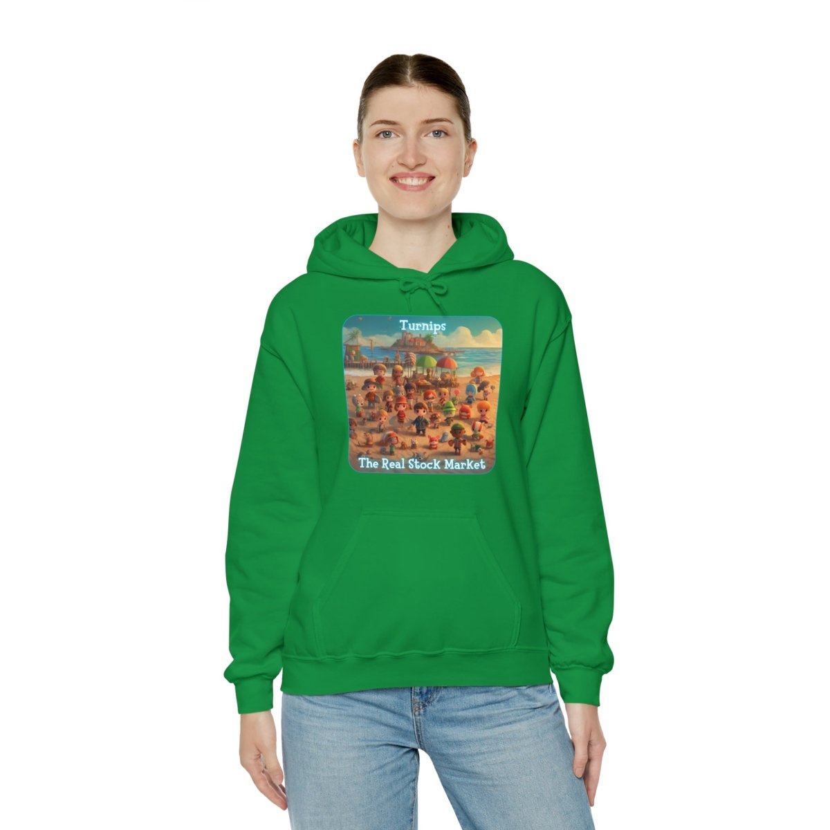 Goated Goods - Animal Xing - Turnips, The real stock market - Unisex Hoodie - Irish Green - S