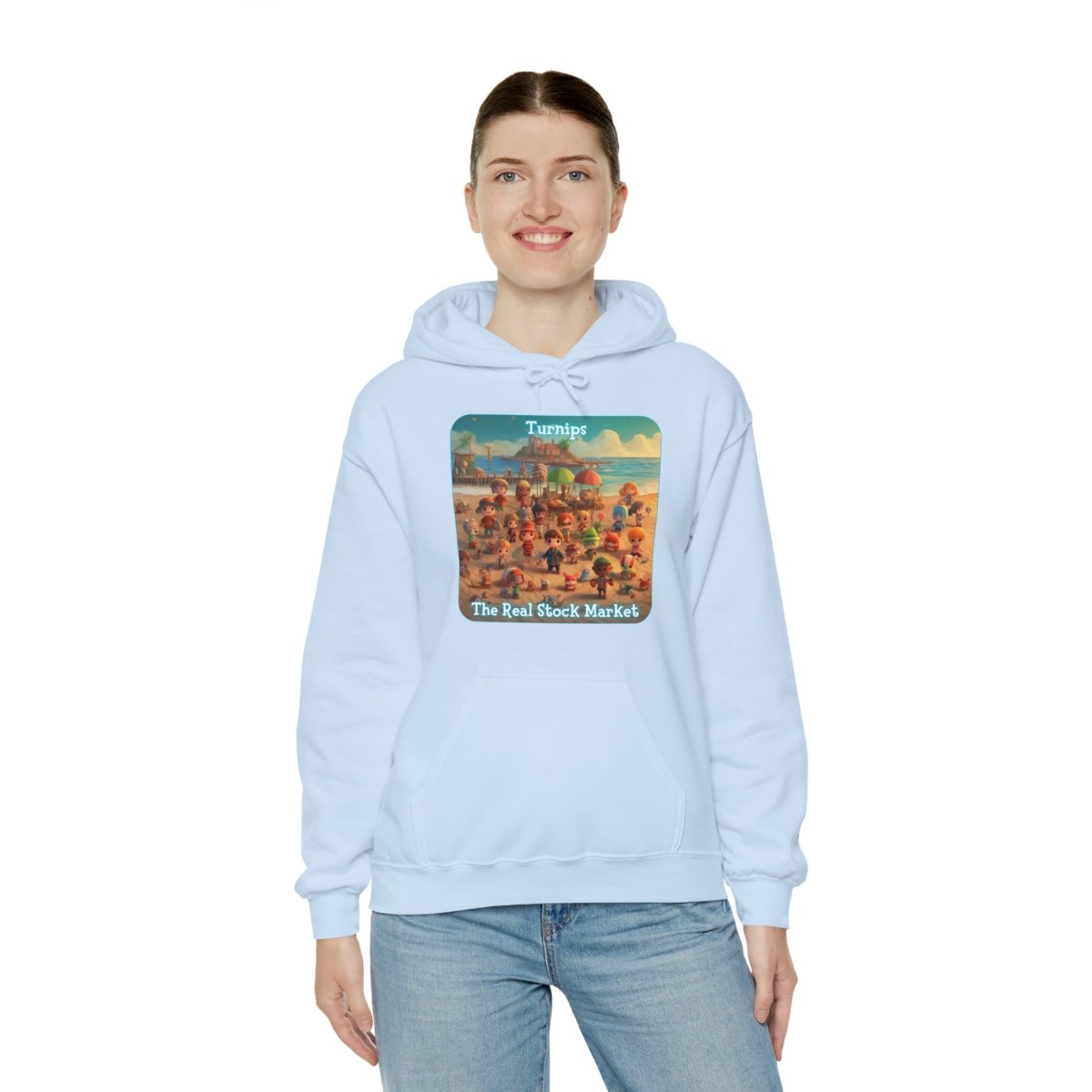 Goated Goods - Animal Xing - Turnips, The real stock market - Unisex Hoodie - Light Blue - S