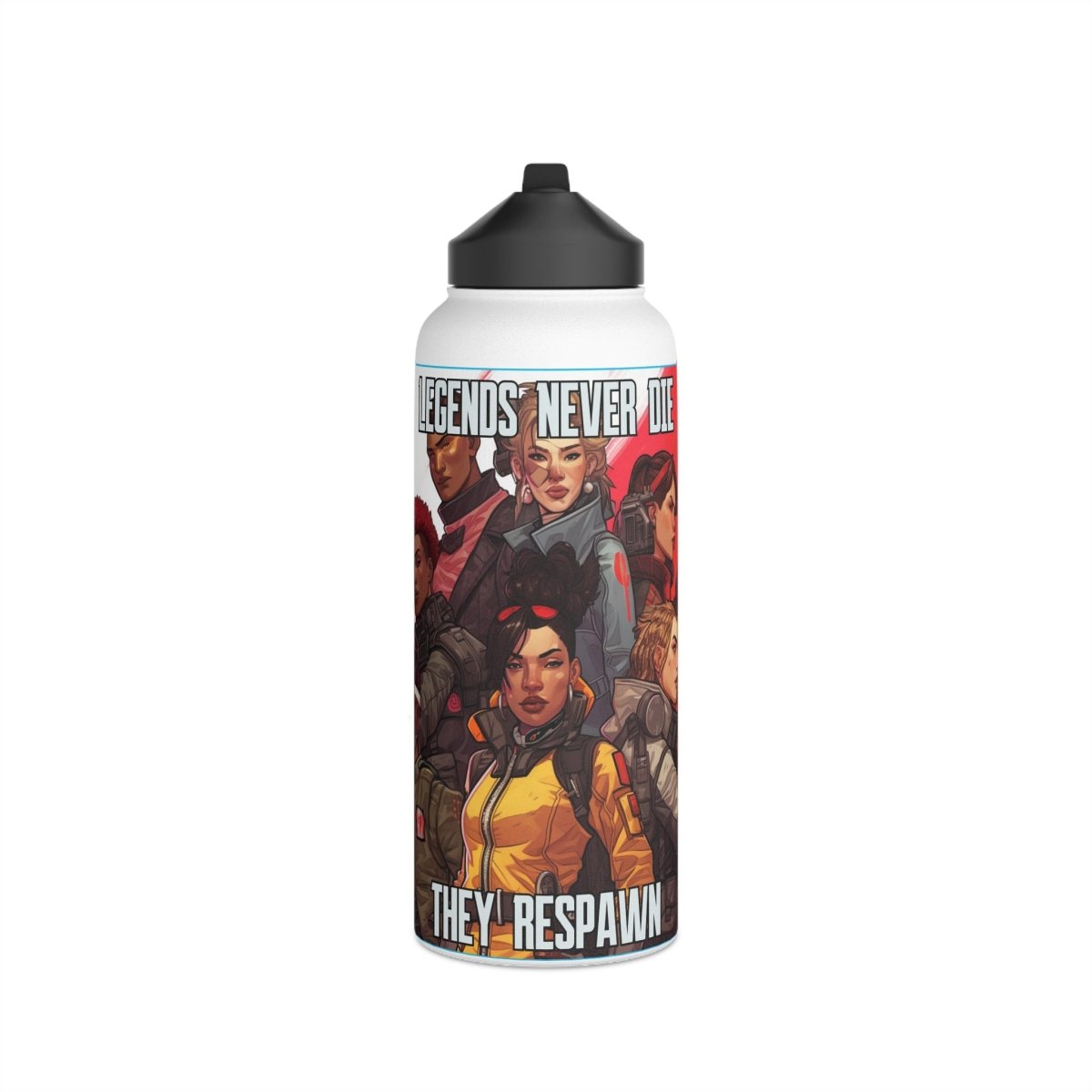 Goated Goods - Apex Legends - Legends Never Die - Stainless Steel Water Bottle, Standard Lid - 32oz - White