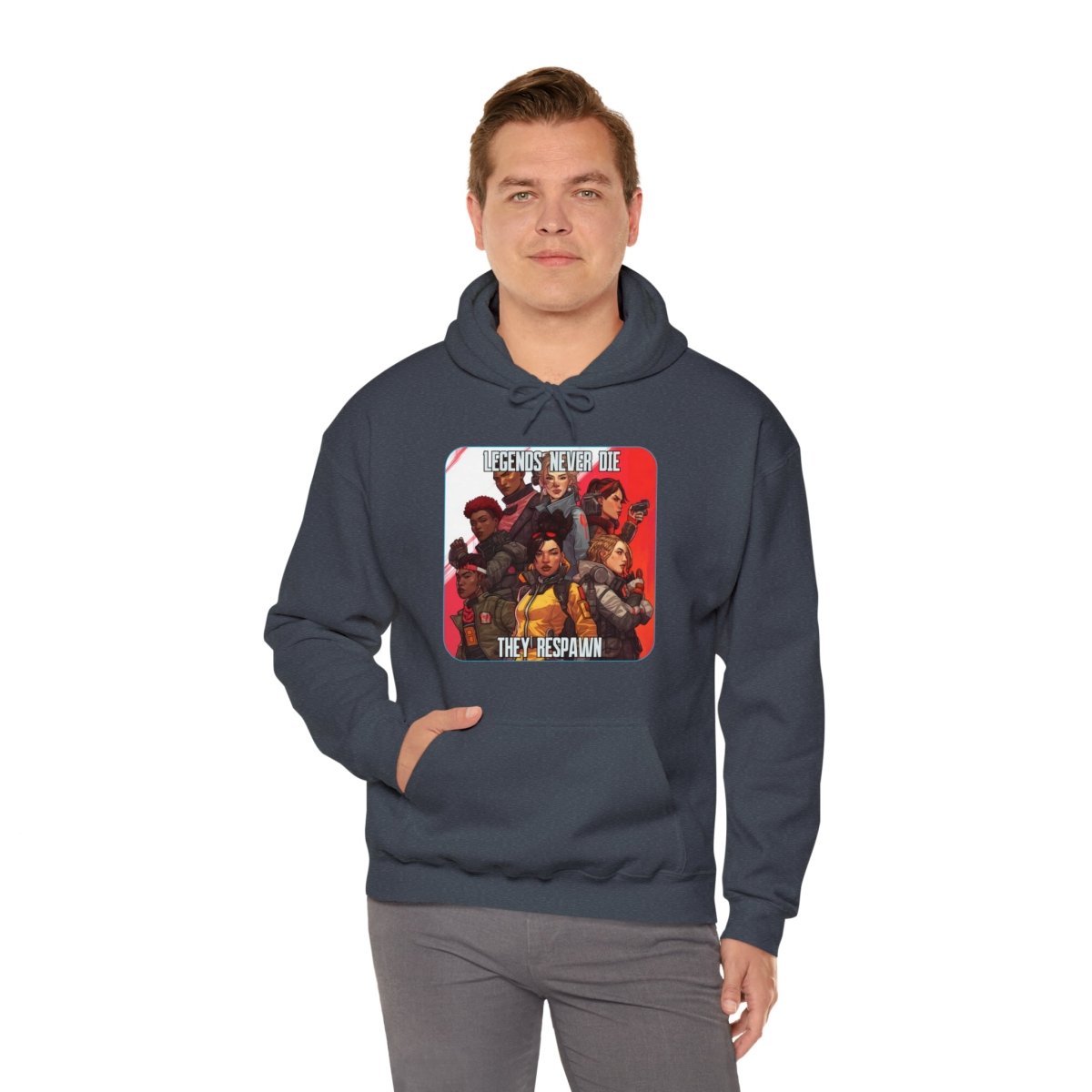 Goated Goods - Apex Legends - Legends Never Die - Unisex Hoodie - Heather Navy - S