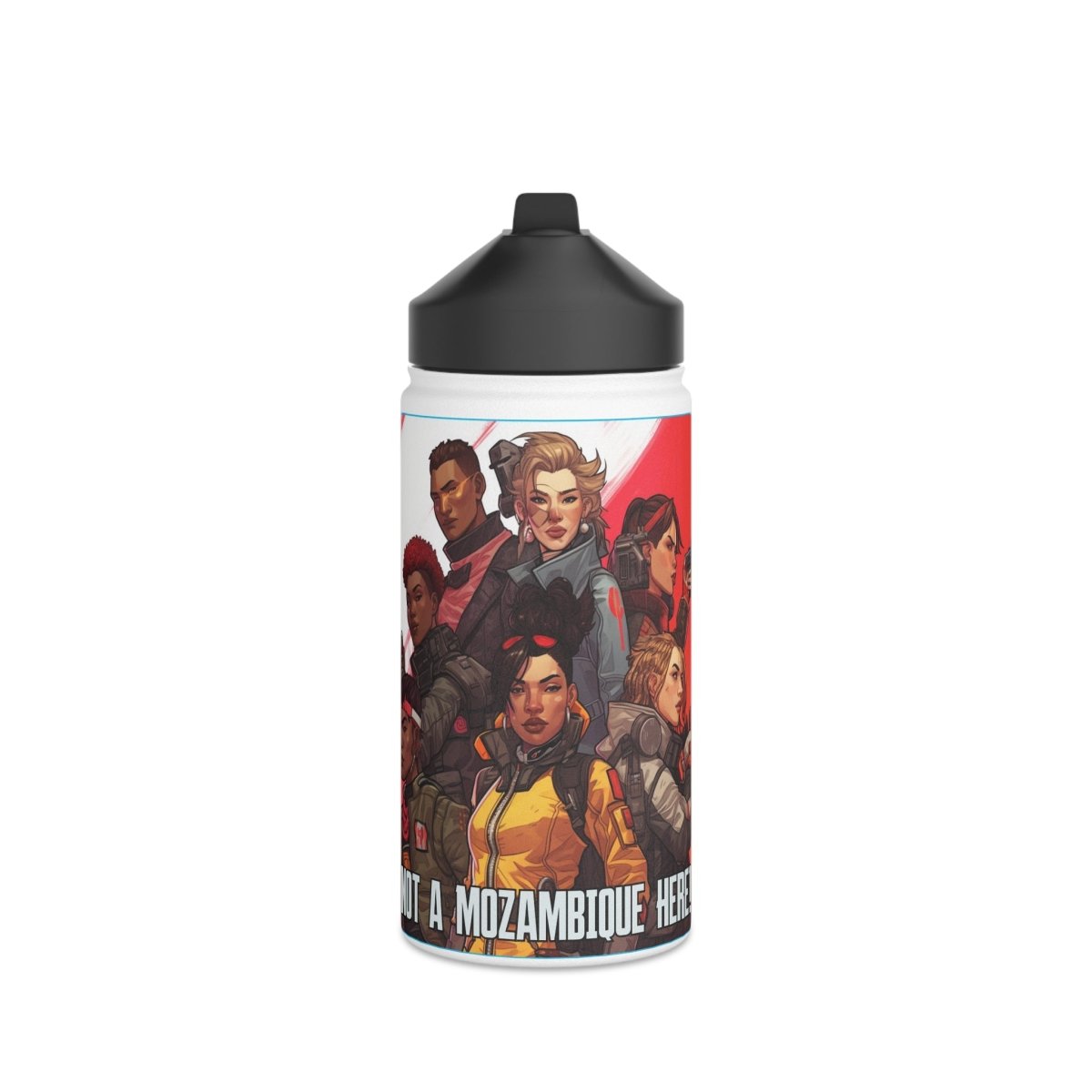 Goated Goods - Apex Legends - Not a Mozambique Here! - Stainless Steel Water Bottle, Standard Lid - 12oz - White