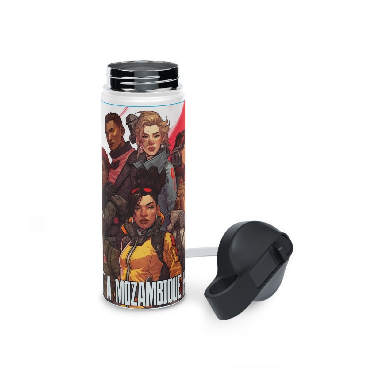 Goated Goods - Apex Legends - Not a Mozambique Here! - Stainless Steel Water Bottle, Standard Lid - 18oz - White