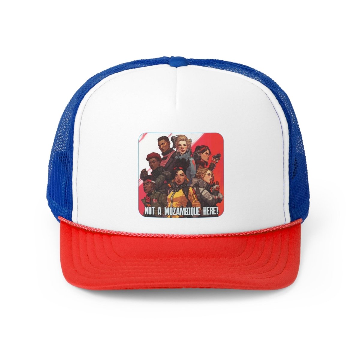 Goated Goods - Apex Legends - Not a Mozambique Here! - Trucker Hat - Blue/Red - One size