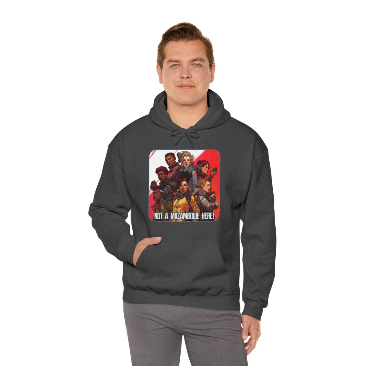 Goated Goods - Apex Legends - Not a Mozambique Here! - Unisex Hoodie - Dark Heather - 4XL