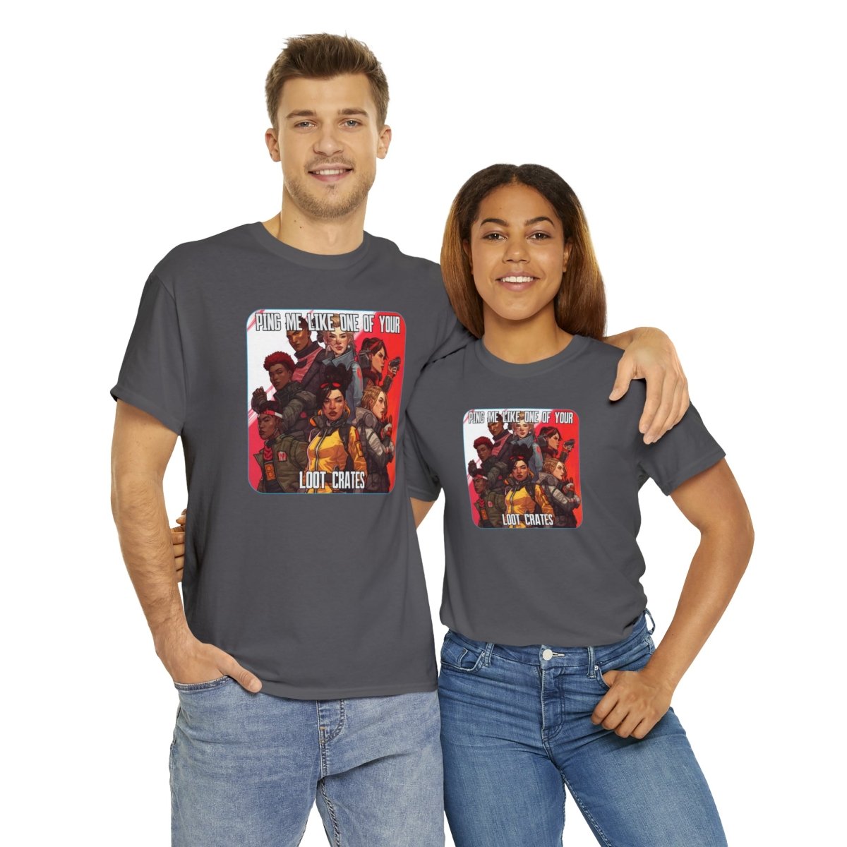 Goated Goods - Apex Legends - Ping Me Like One of Your Loot Crates - Unisex T-shirt - Charcoal - 2XL