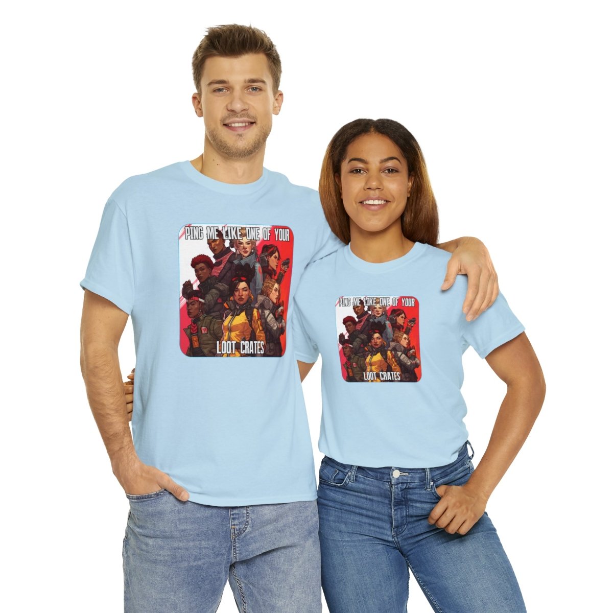 Goated Goods - Apex Legends - Ping Me Like One of Your Loot Crates - Unisex T-shirt - Light Blue - 3XL