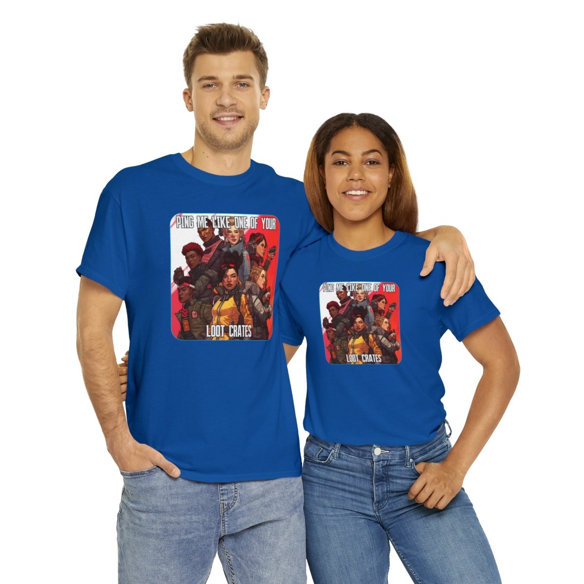 Goated Goods - Apex Legends - Ping Me Like One of Your Loot Crates - Unisex T-shirt - Royal - S