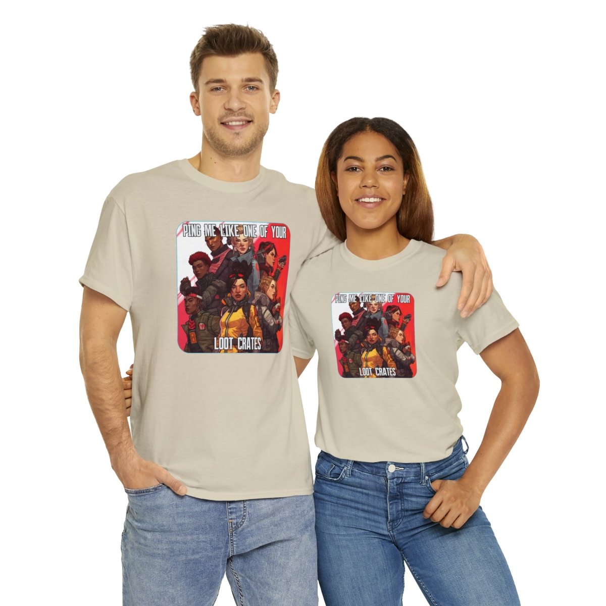 Goated Goods - Apex Legends - Ping Me Like One of Your Loot Crates - Unisex T-shirt - Sand - 3XL