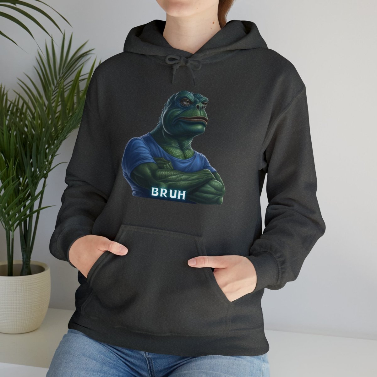 Goated Goods - Bruh Pepe - Hoodie - Dark Heather - S