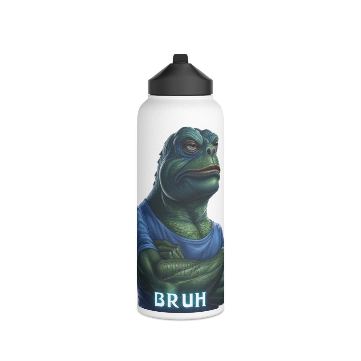 Goated Goods - Bruh Pepe - Stainless Steel Water Bottle, Standard Lid - 32oz - White