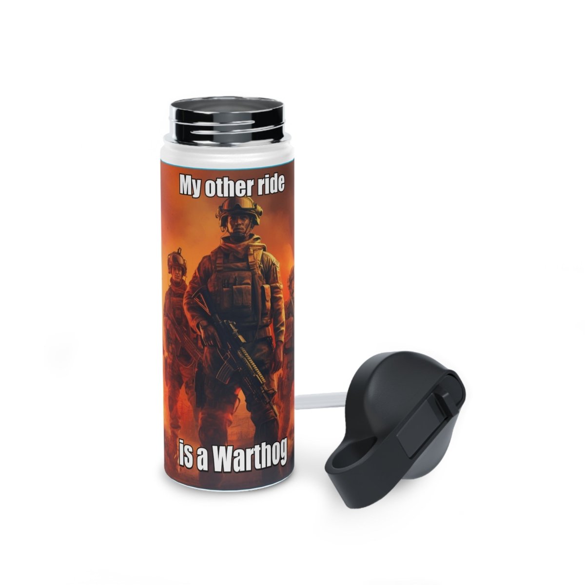 Goated Goods - Call of Duty - My other ride is a Warthog - Stainless Steel Water Bottle, Standard Lid - 18oz - White