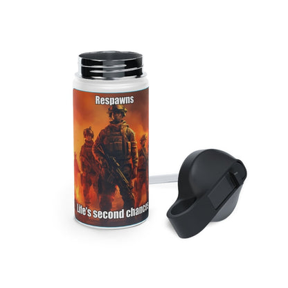 Goated Goods - Call of Duty - Respawns are life's second chances - Stainless Steel Water Bottle, Standard Lid - 12oz - White