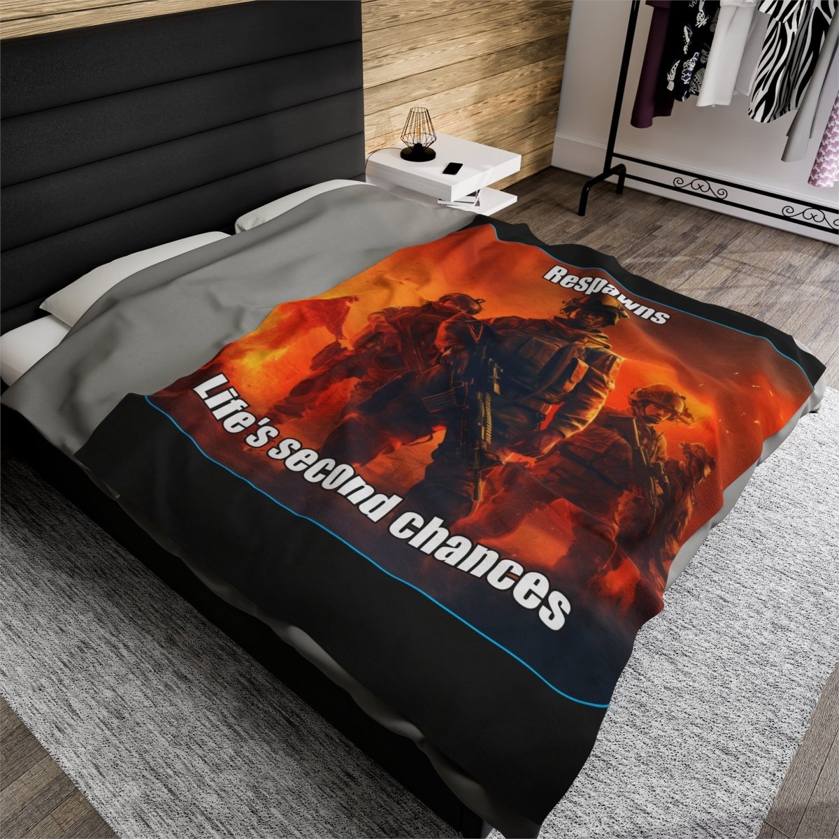 Goated Goods - Call of Duty - Respawns are life's second chances - Velveteen Plush Blanket - 60" × 80" -