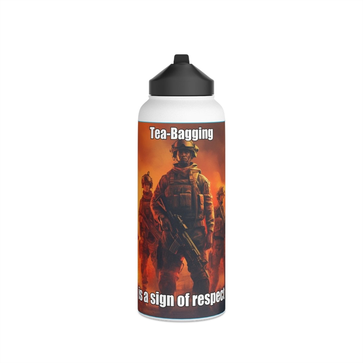 Goated Goods - Call of Duty - Tea-Bagging is a sign of respect - Stainless Steel Water Bottle, Standard Lid - 32oz - White