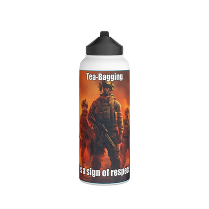 Goated Goods - Call of Duty - Tea-Bagging is a sign of respect - Stainless Steel Water Bottle, Standard Lid - 32oz - White