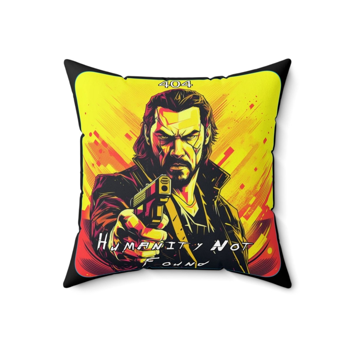 Goated Goods - Cyberpunk 2077 - 404 Humanity Not Found - Square Pillow - 18" × 18" -