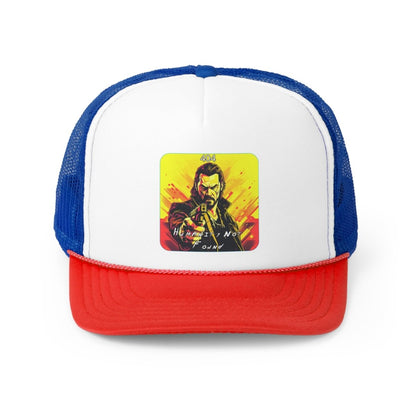 Goated Goods - Cyberpunk 2077 - 404 Humanity Not Found - Trucker Hat - Blue/Red - One size