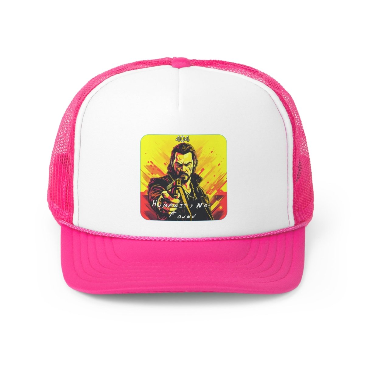 Goated Goods - Cyberpunk 2077 - 404 Humanity Not Found - Trucker Hat - Pink - One size