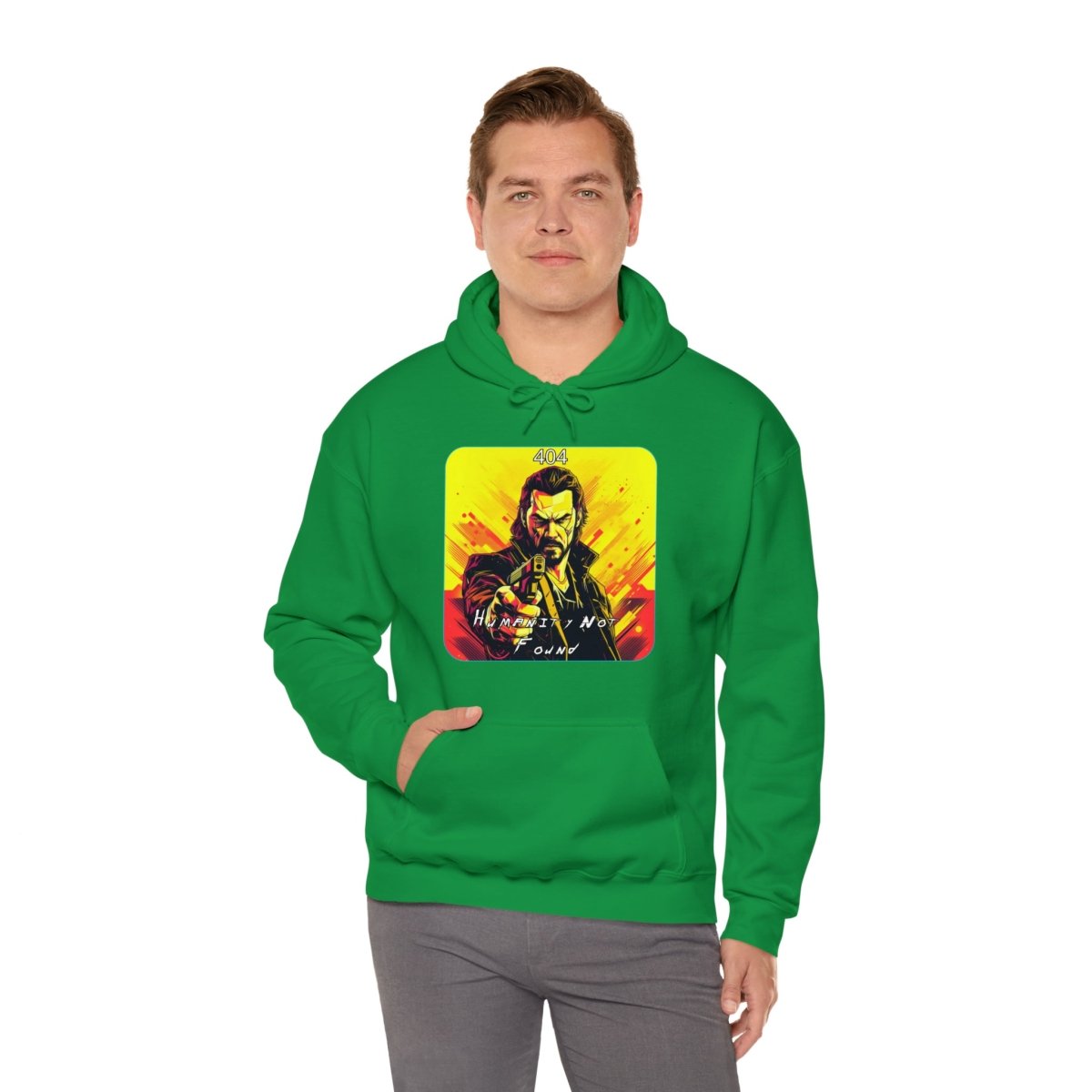 Goated Goods - Cyberpunk 2077 - 404 Humanity Not Found - Unisex Hoodie - Irish Green - S