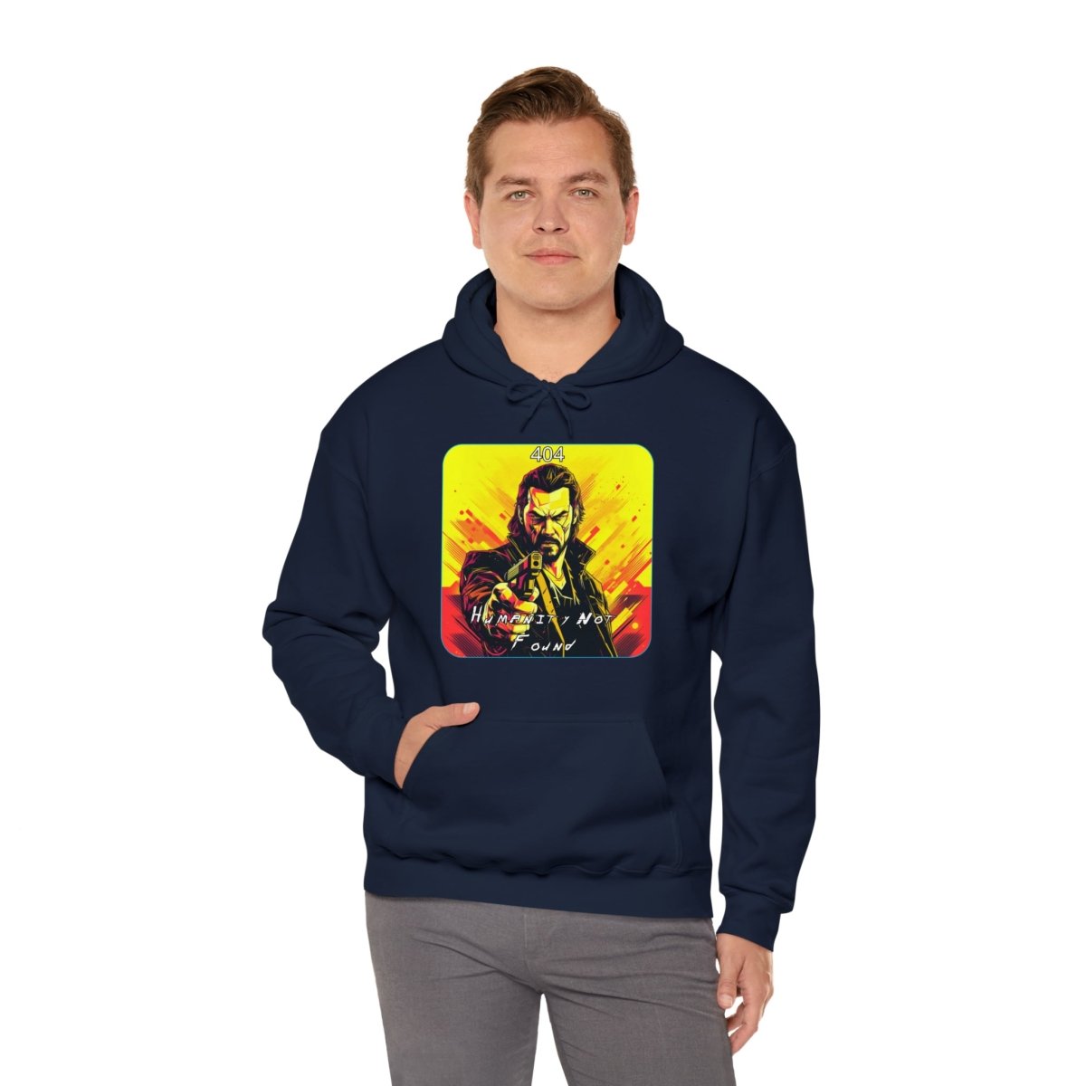 Goated Goods - Cyberpunk 2077 - 404 Humanity Not Found - Unisex Hoodie - Navy - S