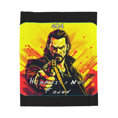 Goated Goods - Cyberpunk 2077 - 404 Humanity Not Found - Velveteen Plush Blanket - 30" × 40" -