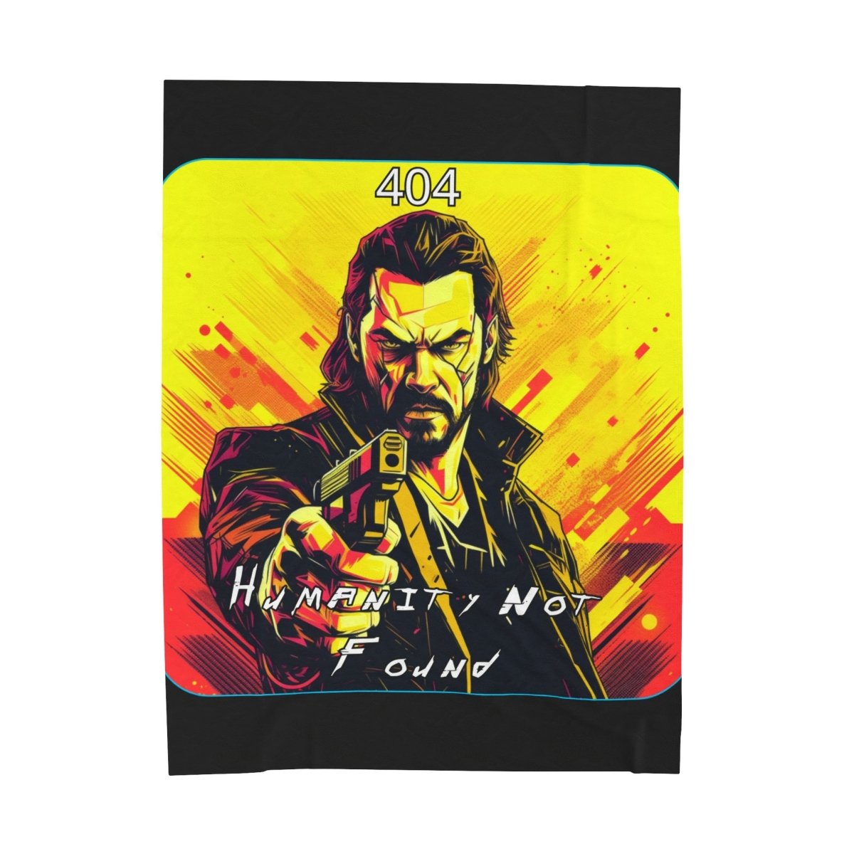 Goated Goods - Cyberpunk 2077 - 404 Humanity Not Found - Velveteen Plush Blanket - 60" × 80" -