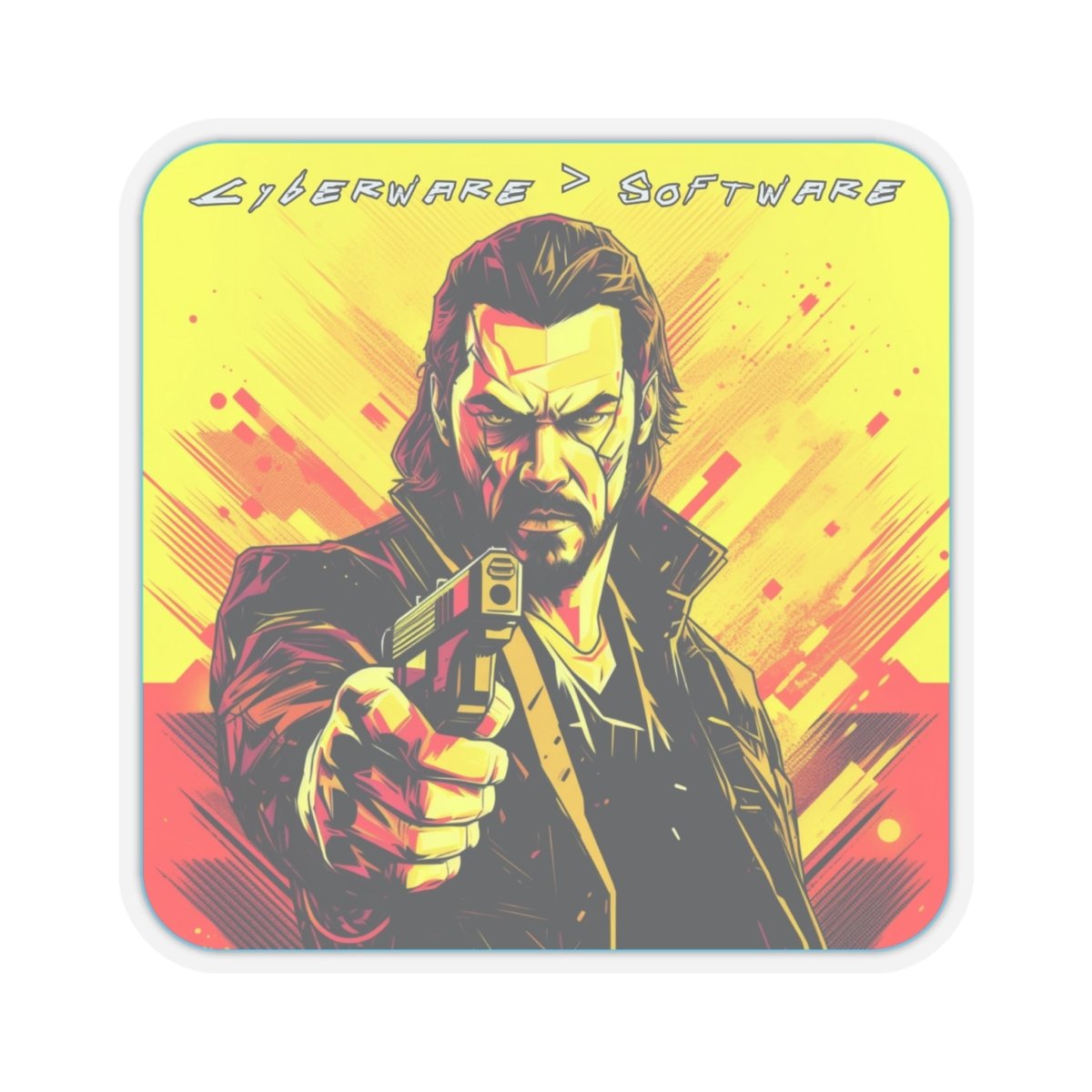 Goated Goods - Cyberpunk 2077 - Cyberware Software - Kiss-Cut Transparent Sticker - 2" × 2" - Transparent