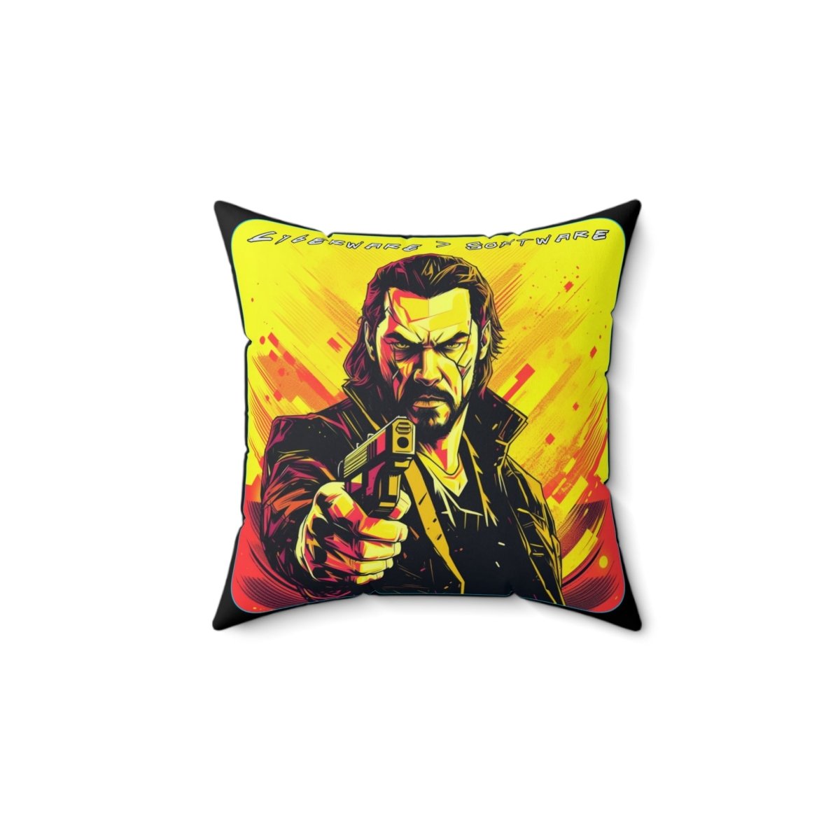 Goated Goods - Cyberpunk 2077 - Cyberware Software - Square Pillow - 14" × 14" -