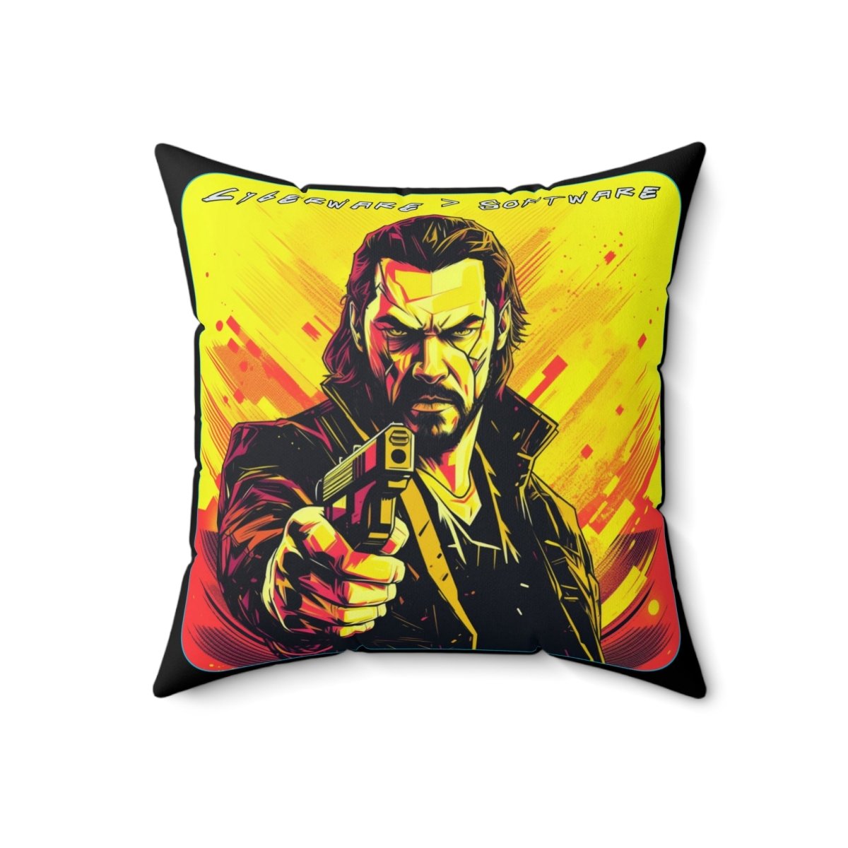 Goated Goods - Cyberpunk 2077 - Cyberware Software - Square Pillow - 18" × 18" -